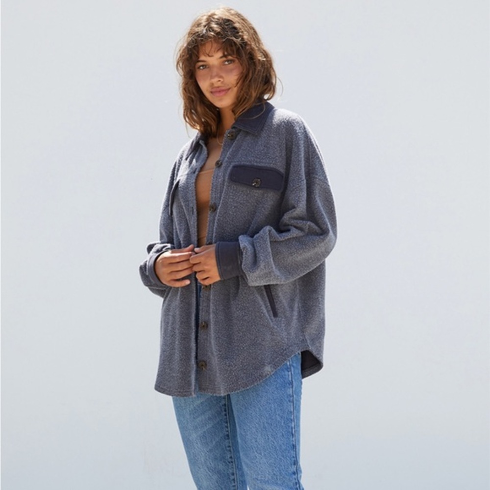 PacSun Black Grey Homecoming Button-Down Shacket Jacket